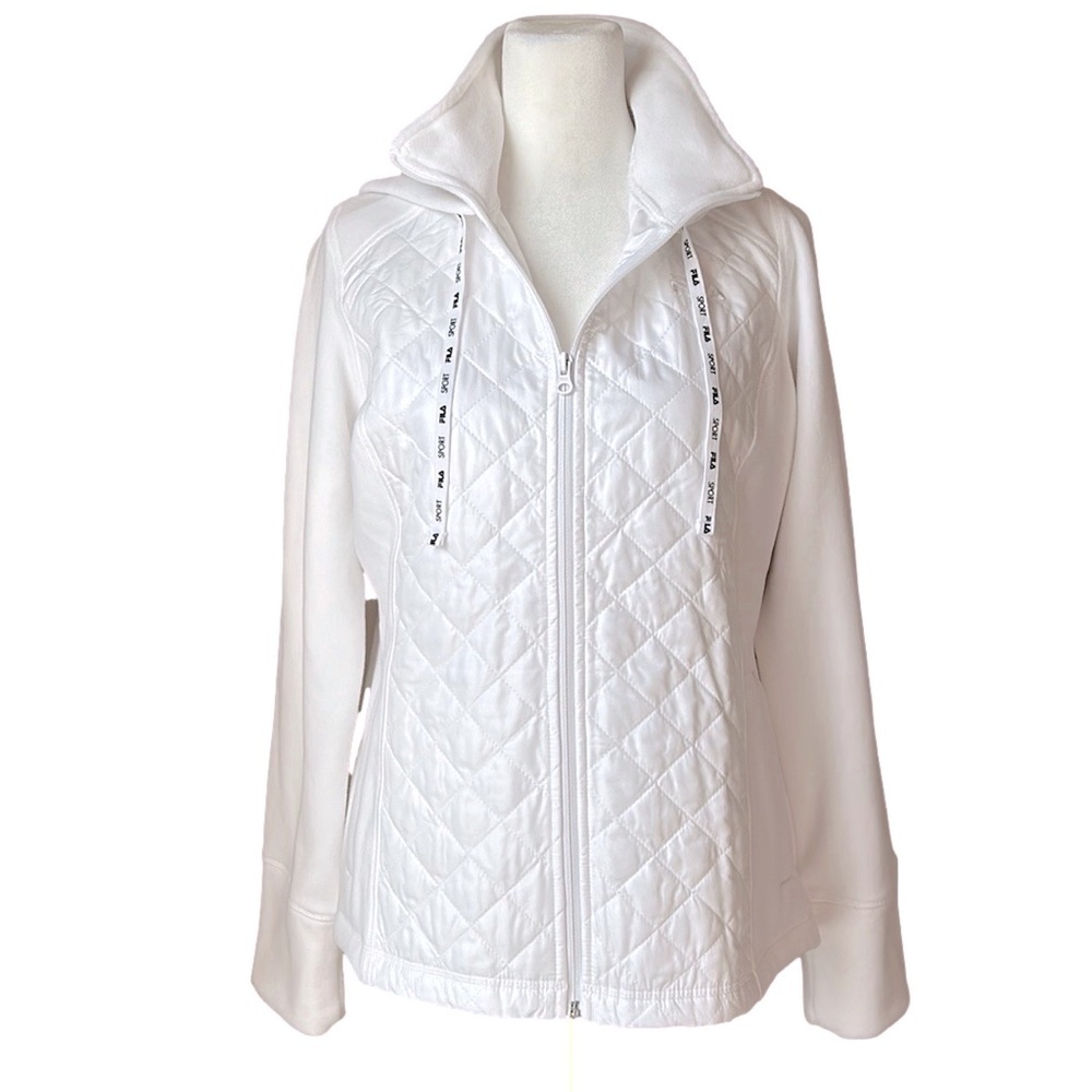 Fila White Quilted Hoodie